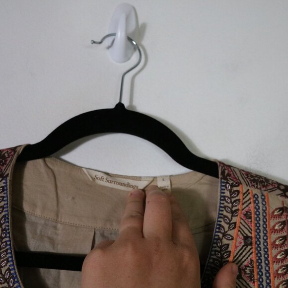 Soft Surroundings Livia Bolero Beaded Embroidered Cropped Jacket L Boho Gypsy - Picture 4 of 6